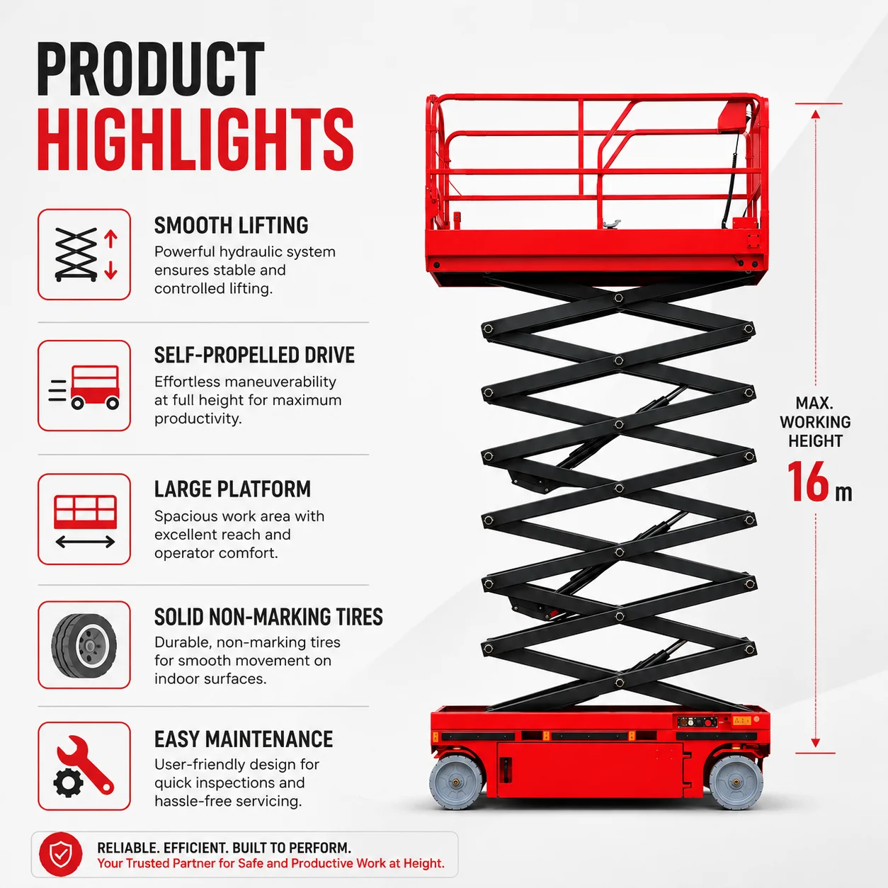 14m 16m Self Propelled Electric Scissor Lift 230kg 320kg Capacity Aerial Work Platform for Construction Projects
