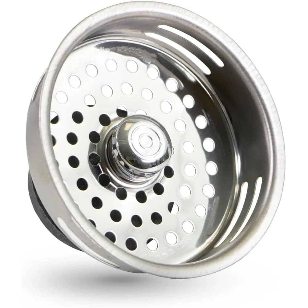 Stainless Steel Kitchen Sink Strainer Basket Replacement Universal Drain Plug 3-1/2 Inch Durable Easy Clean Stopper