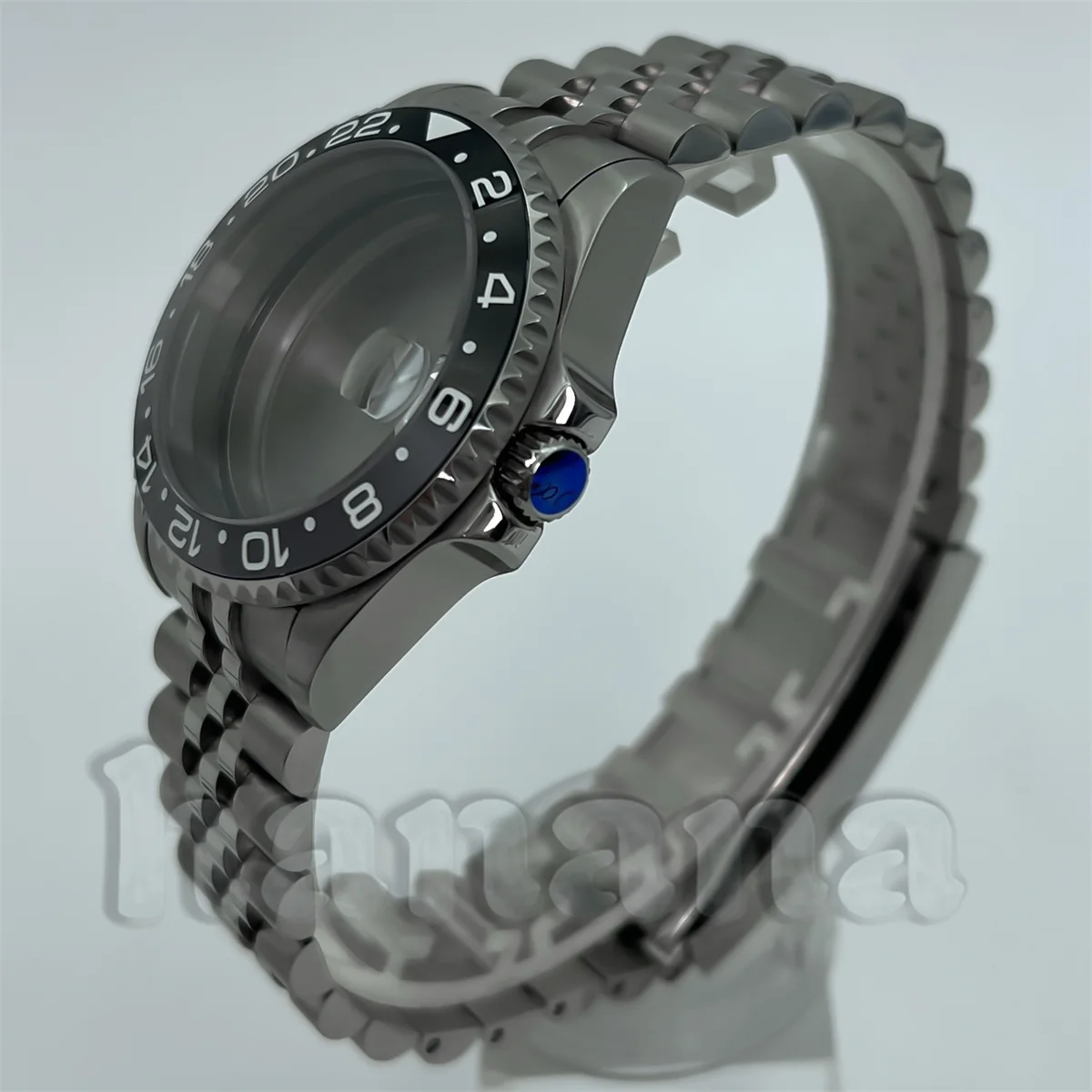 Caixa resistente à água para mergulhador, 38/40mm, preto e cinza, moldura gmt, vidro de safira, adequado para movimento nh34 nh35 nh36 eta2824 pt5000