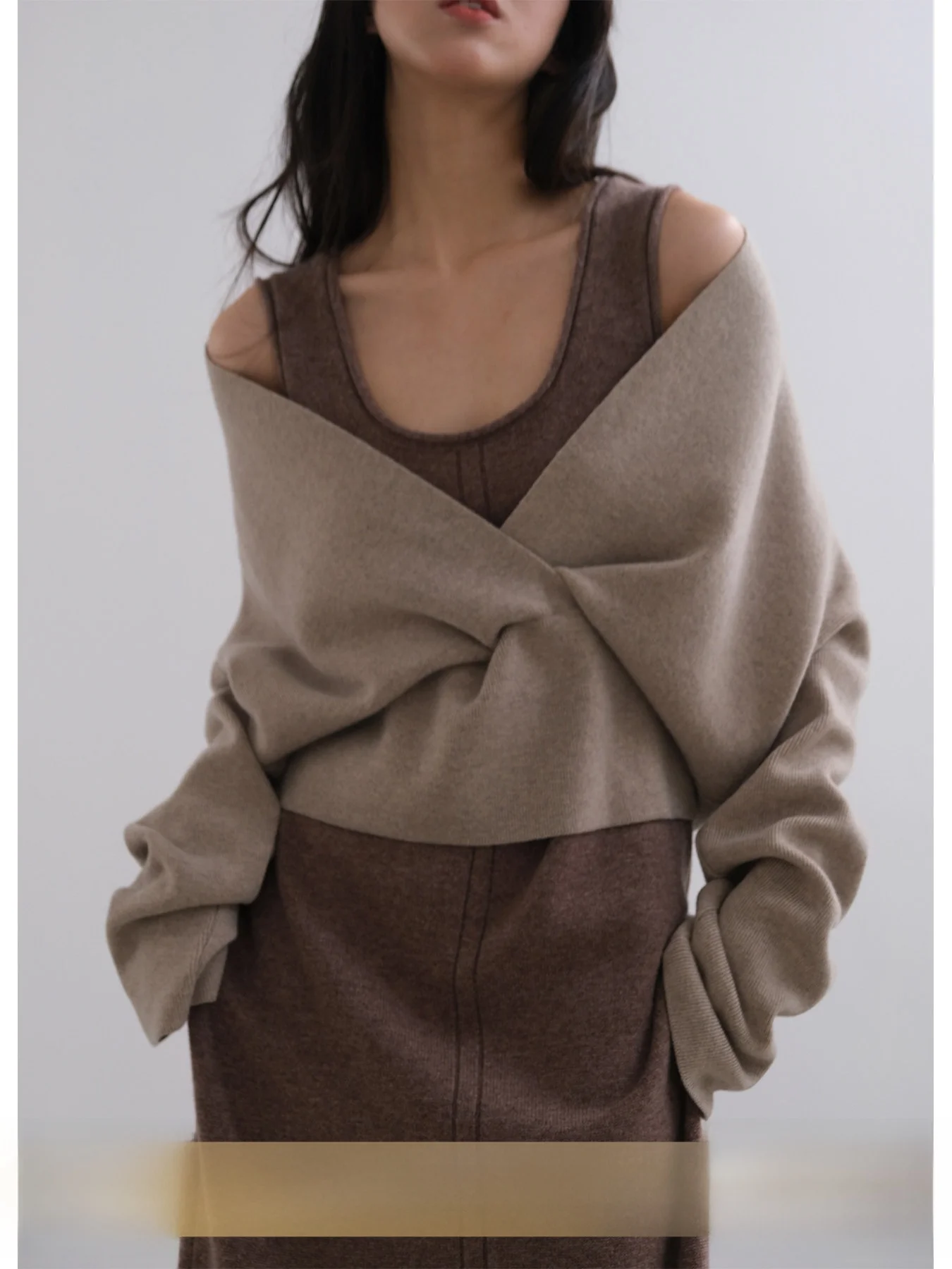 

Women's Knitted Wool Sweater Cross Ne Layering Casual Sle Loose Fit Autumn Faion Casual Wear Girls' Faion Woolen Top