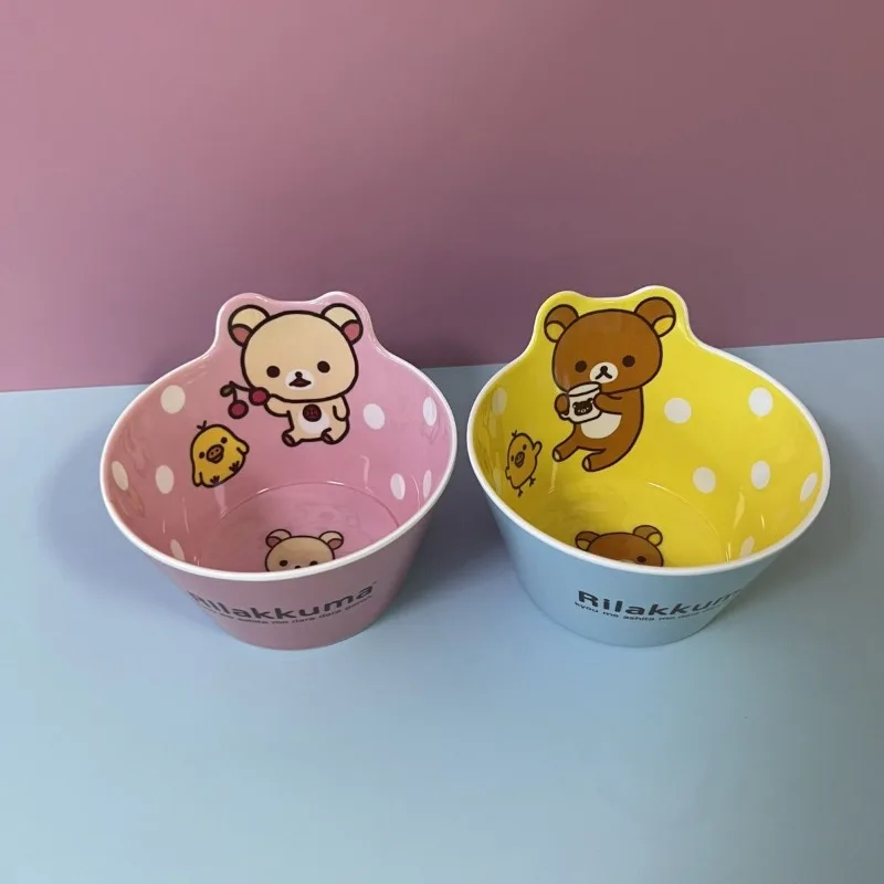 Rilakkuma polka dot print rice soup bowl creative cartoon tableware home rice bowl cute