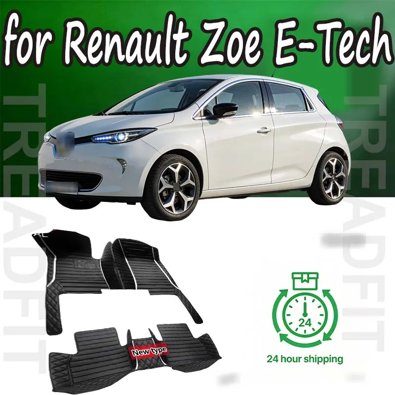 LUXURY Leather Car Floor Mats For Renault Zoe E-Tech Electric 2012~2022 5seat Anti-dirt Car Carpet Floor Mat