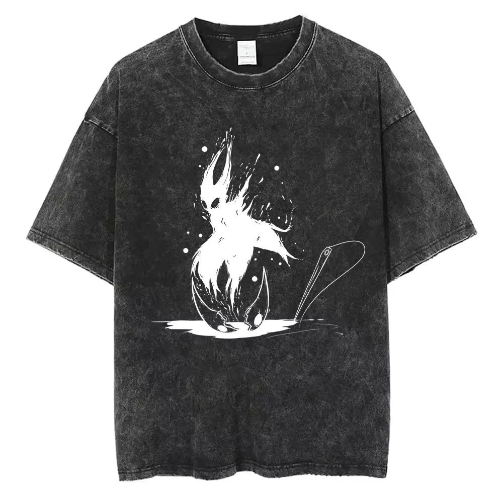 Summer Fit Hollow Knight‌ Game-related Washable and Aged Short-sleeved T-shirts Loose Retro and Trendy Brand Half-sleeved