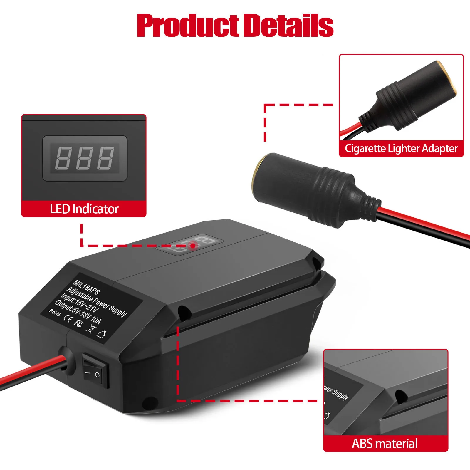 

DC 18V 20V to 12V Battery Power Adapter for DCB200 For BL1815B with Overload and Low Voltage Protection Features