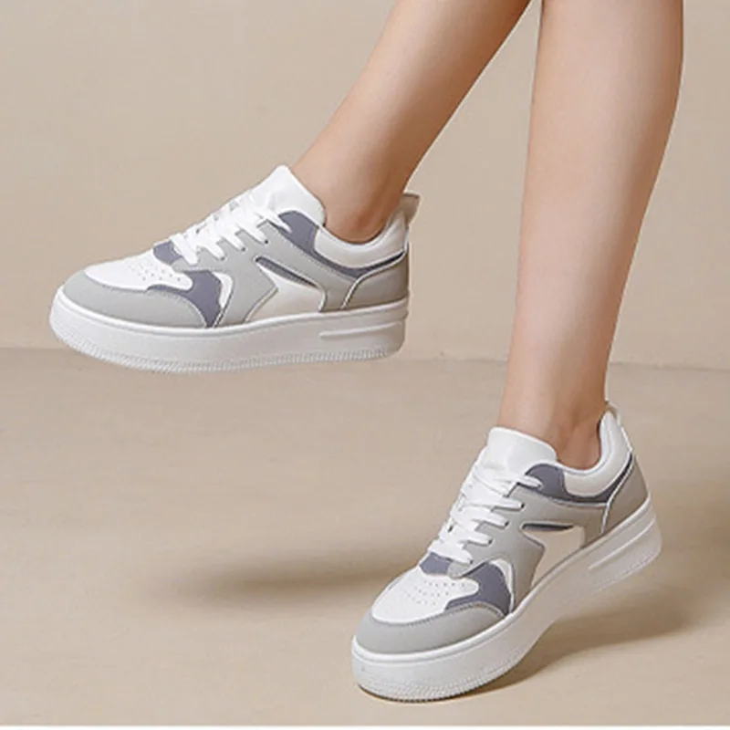 Couple Board Shoes 2024 Fashion Lace Up Synthetic Leather Small White Shoes Korean Trend Men Women With The Same Casual Shoes