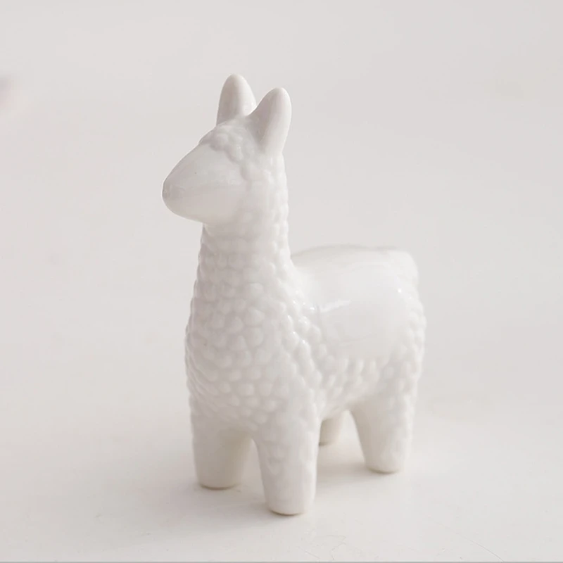 2pcs Simple Ceramic Lamb Figurine Indoor Display Craftwork Small Animal Figurine Collectible Home Living Room Small Ornaments