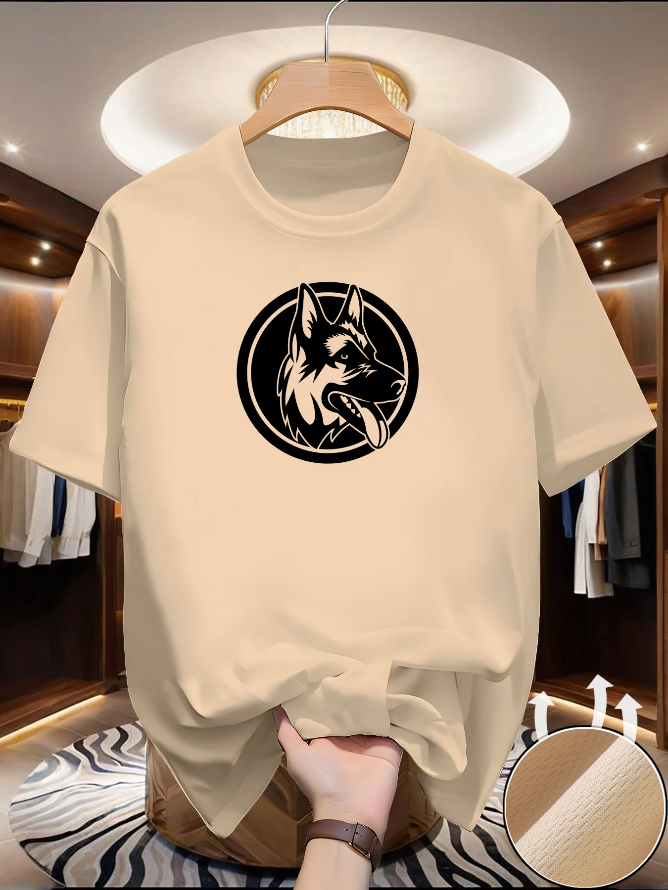 

Men‘s Jogging T-shirt Spring/Summer Thin Top Cross Sheepdog Printing Quick Dry Short Sleeve Breathable Fitness Sports T-shirt