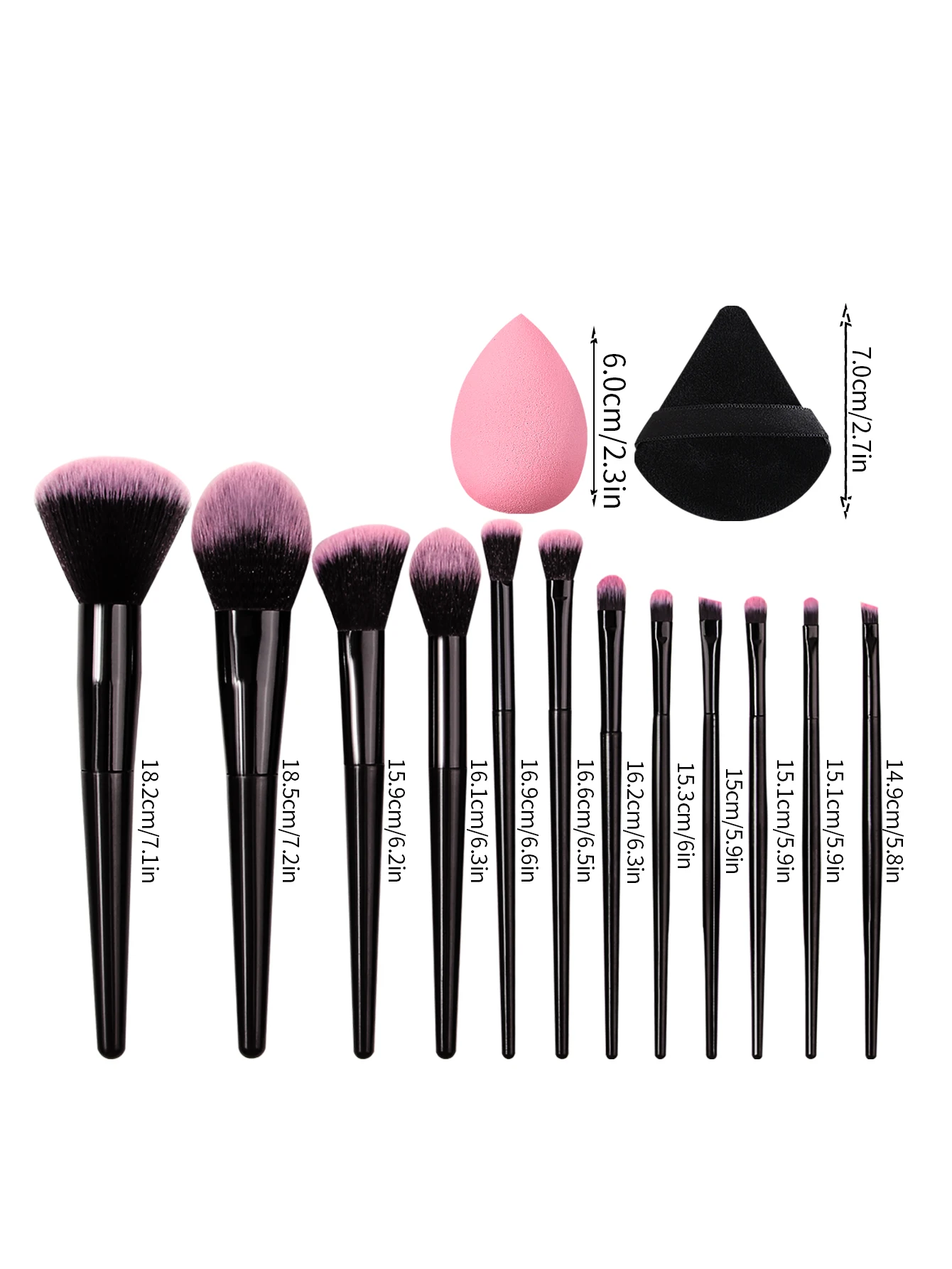 16-teiliges professionelles Make-up-Pinsel-Set, loser Puderpinsel, Rougepinsel, Gesichtsset + antihaftbeschichtetes Puder-Make-up-Schwamm-Set