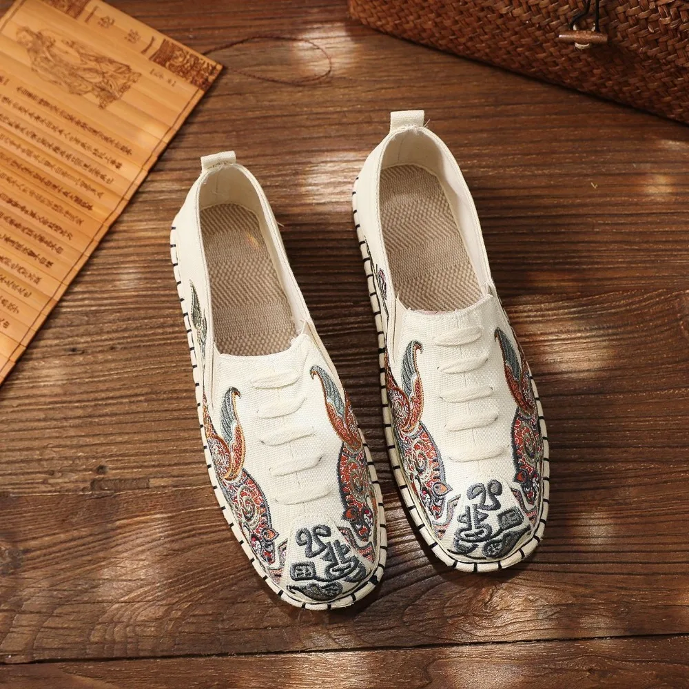 

Hanfu старая пекинская тканевая обувь ручной работы, мужская обувь с вышивкой в этническом стиле, повседневная мужская обувь, винтажная модная уличная одежда