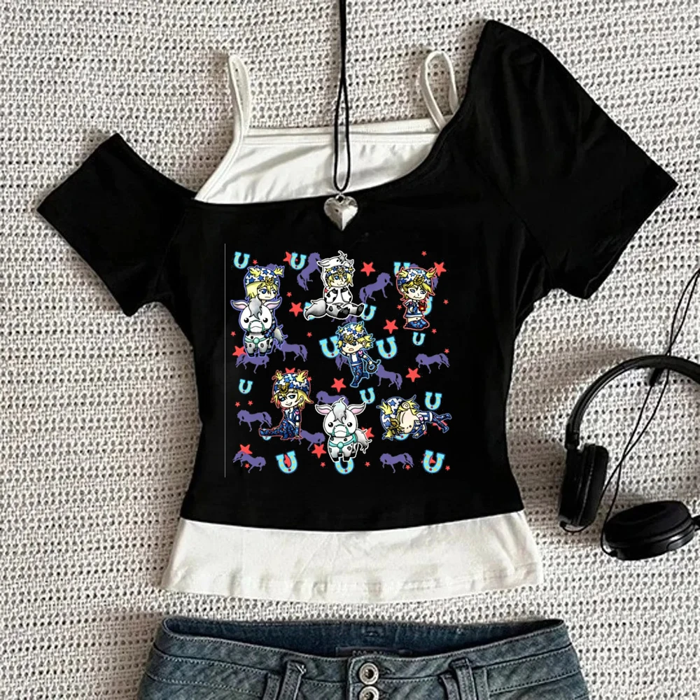 Jojo's Bizarre Adventure cropped top shoujo gyaru scene  cheap vintage jojifuku top tees cutecore y2k vintage