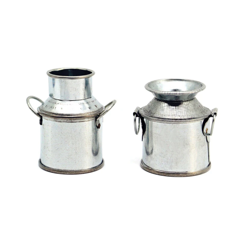 1Pc 1:12 Dollhouse Miniature Farm Metal Milk Can Kettle Pot Flower Bucket Kids Pretend Play Toys Doll House Accessories