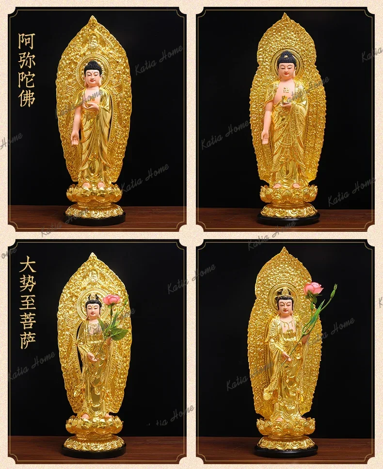 PG Three Saints Buddha Statue Offering Shakyamuni Amitabha Buddha Statue Guanyin Bodhisattva Statue for Home Use