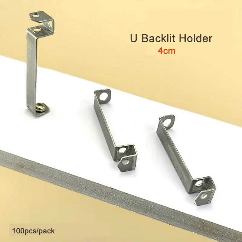 

​201 Stainless Steel U-Backlight Lamp Holder, For LED Light-Emitting Sign Installation, 100 PCS/Bag