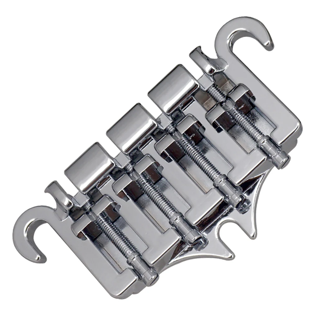 3 Point 4 String Bass Bridge Tailpiece Zinc Alloy Bridges with Saddle Replacement Parts for Gibson EPI Style Bass,Silver