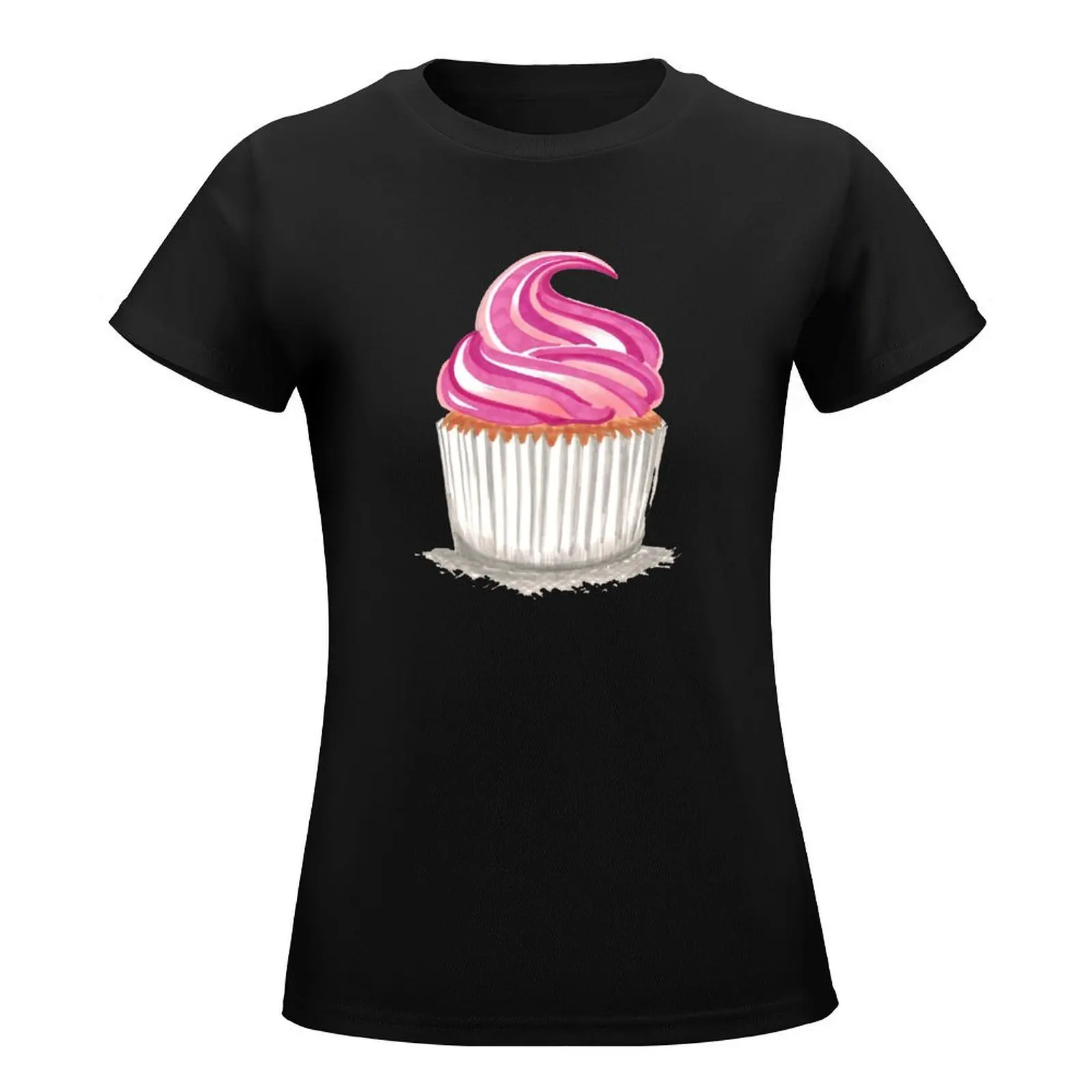 Pink Cupcake T-Shirt animal print shirt for girls kawaii clothes Short sleeve tee funny womans clothing