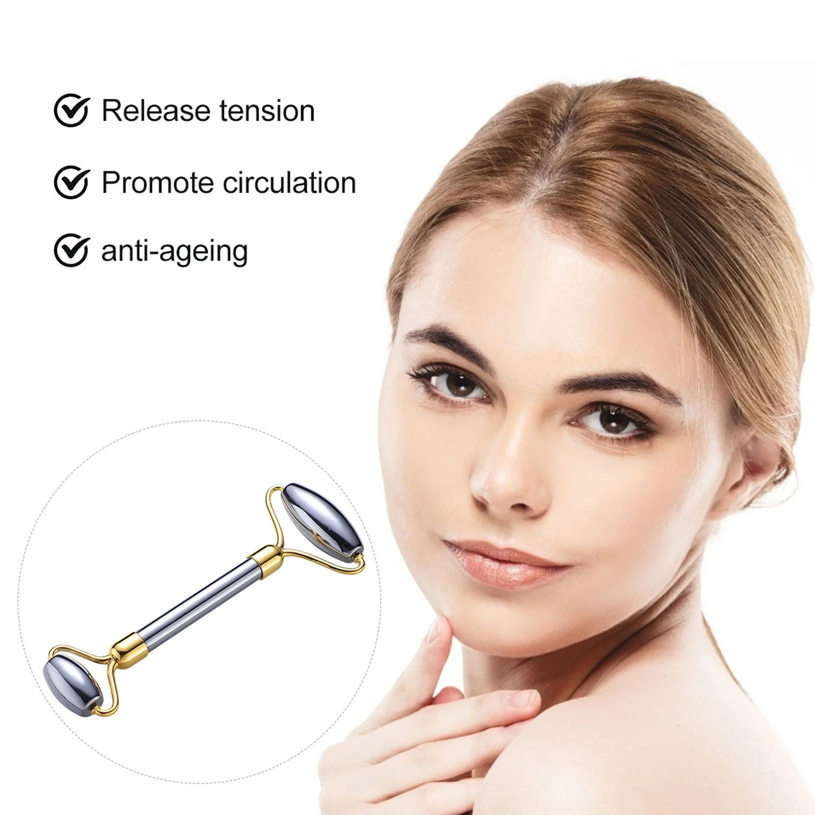 Roller Massager Facial Tools Face Massaging Stone Wrinkles Eyes Natural Skin Care