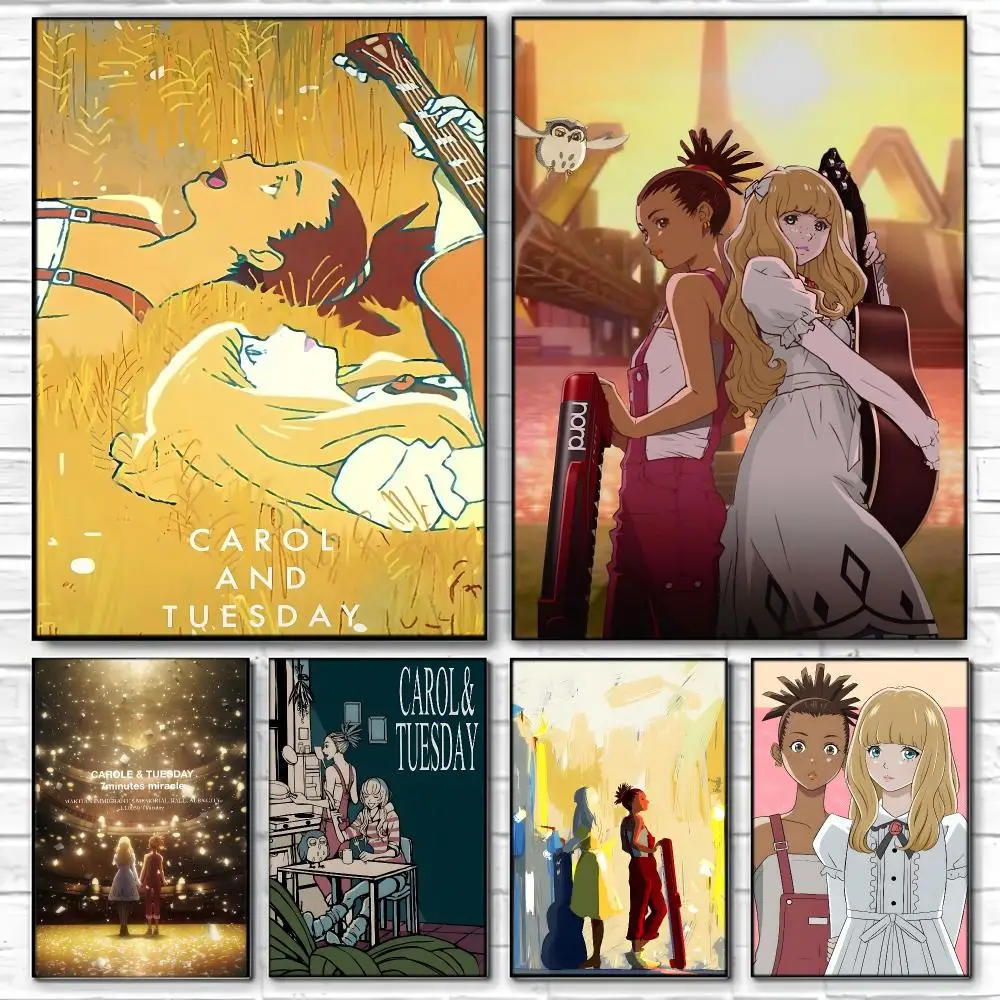 Jazz Pop Vibe Anime C-Carole Tuesday Poster  Self-adhesive Art Waterproof Paper Sticker Coffee House Bar Room Wall Decor