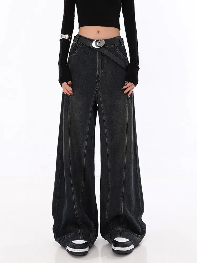 

Fashion Vintage Wide Leg Pants Baggy Full Length Cotton Denim Jeans High Street Hip Hop Straight Gyaru Casual Streetwear Gothic