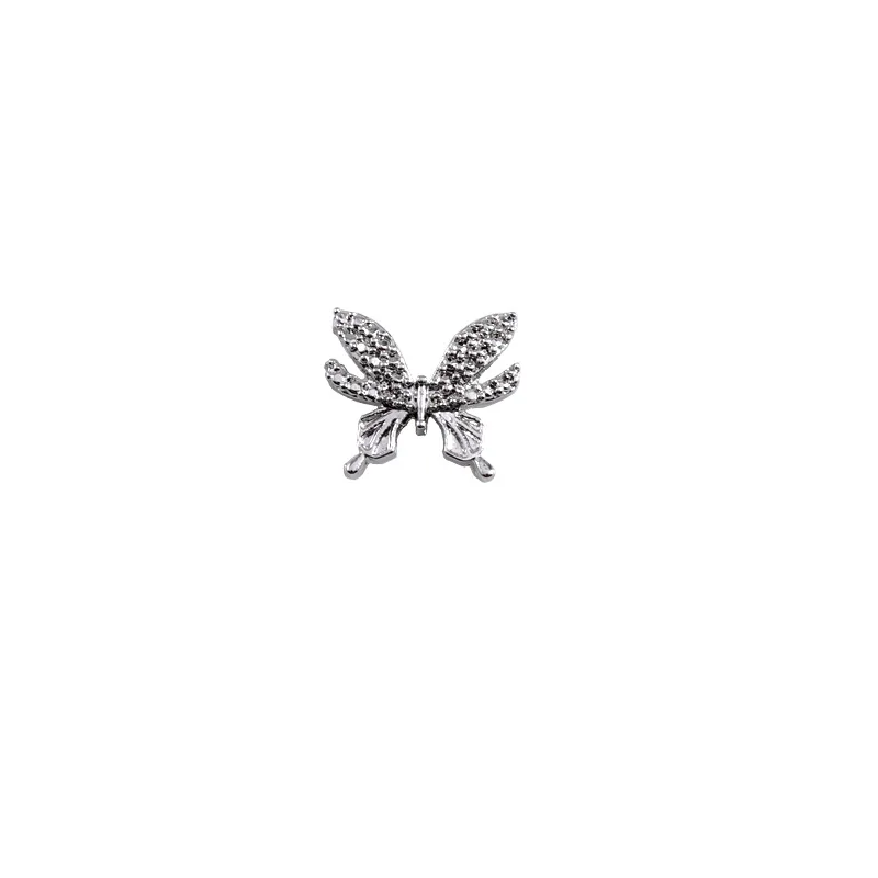 10pcs Butterfly Alloy Nail Charms Jewelry 3D Gold Silver Crystal Rhinestone Nail Art Decora DIY Fashion Diamond Nail Sequins D28