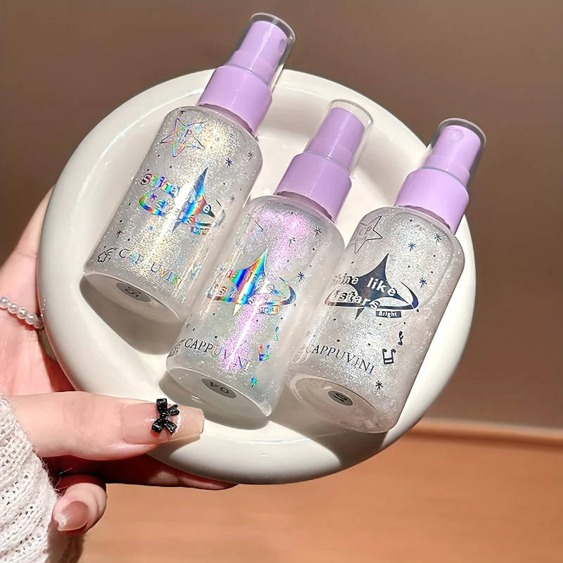 Langdurige glitterspray - Glinsterende lichaamsspray, verheldert uw huidcosmetica, markeerstiftlotionmake-up voor lichaam, gezicht, haar, nek