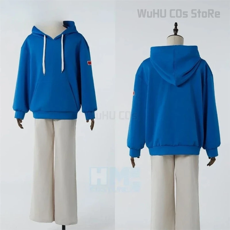 

Anime Sakamoto Days Anime Shin Asakura Sweatshirt Pants Hair Halloween Con Cosplay Costume Wig Blue Party Women Men Uniforms