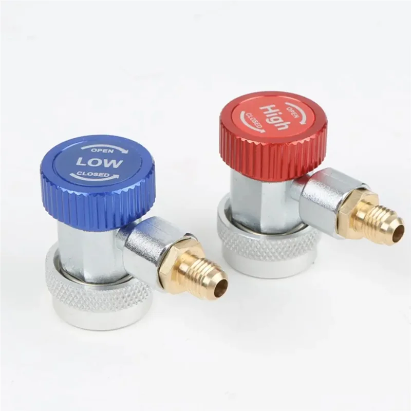 

R134A H / L Auto Car Quick Coupler Connector Brass Adapter Air Conditioning Refrigerant Adjustable AC Manifold Gauge