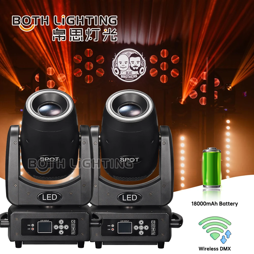 

2pcs 100w Spot Battery BPM Moving Head Lights Wireless DMX Sharpy Lights for Wedding DJ Effects Party Club Event Stage