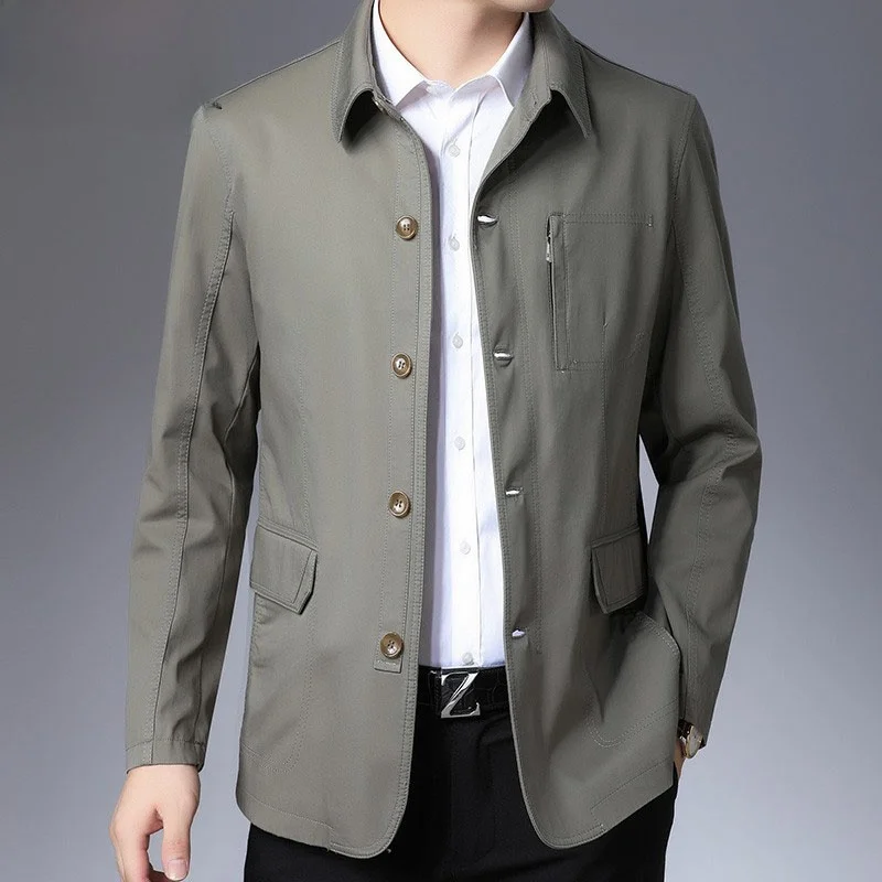 

Мужская демисезонная куртка из высококачественного хлопка, повседневная, деловая, для мужчин среднего возраста, верхняя одежда