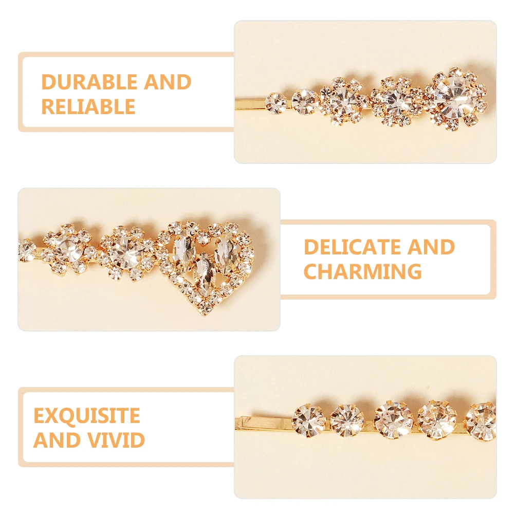 

3pcs Rhinestone Hair Clips Elegant Crystal Hair Accessories Women Barrettes Decorative Hairpins For Curly Straight Hairstyles
