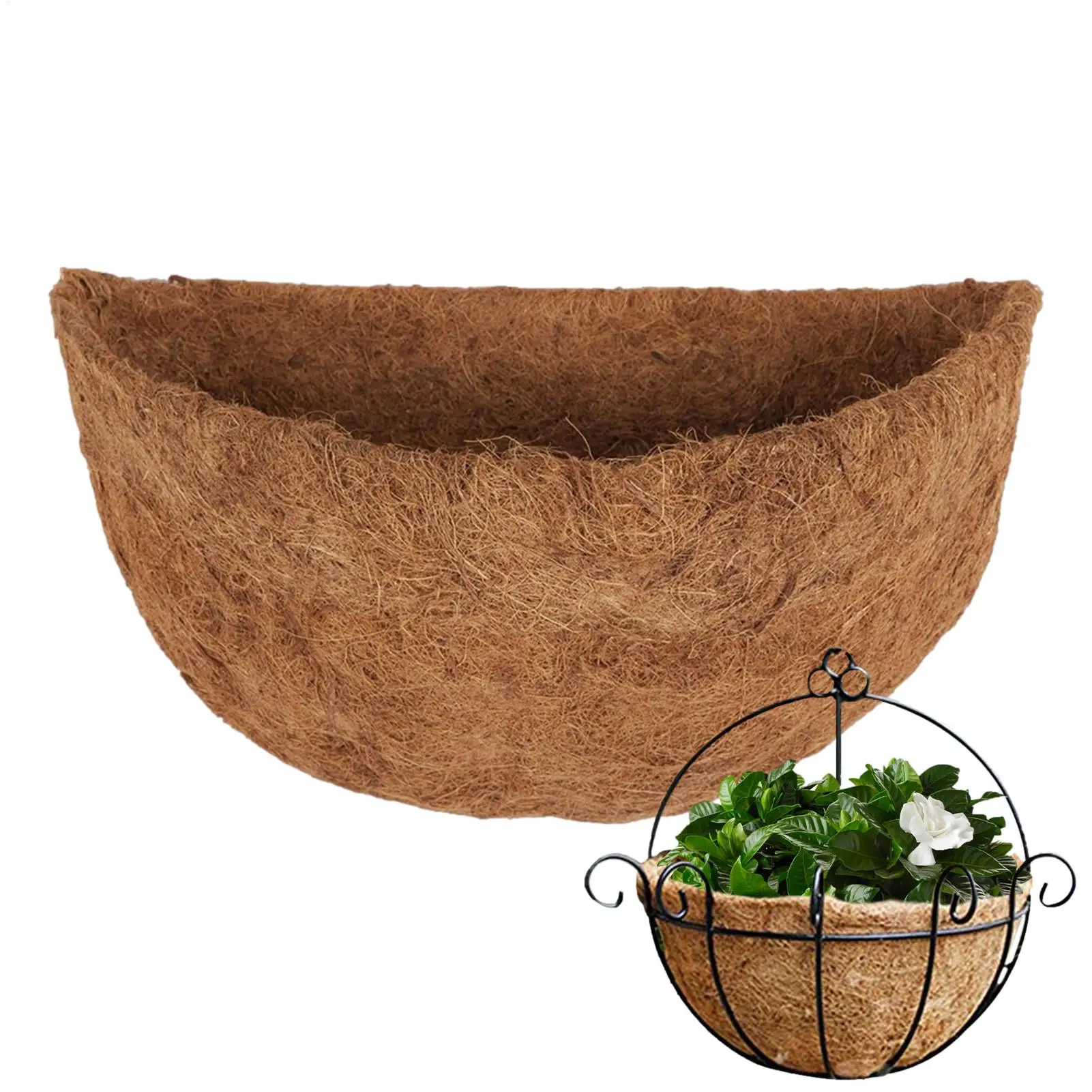 Hanging Basket Liner Round Coconut Liners for Planters Natural Coco Basket Replacement Liner for Garden Flower Pot Vegetables