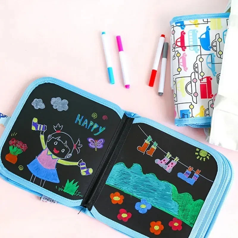 Bebê pintura desenho brinquedos conjunto placa preta com caneta mágica giz pintura livro para colorir brinquedo engraçado pintura quadro negro presentes do miúdo