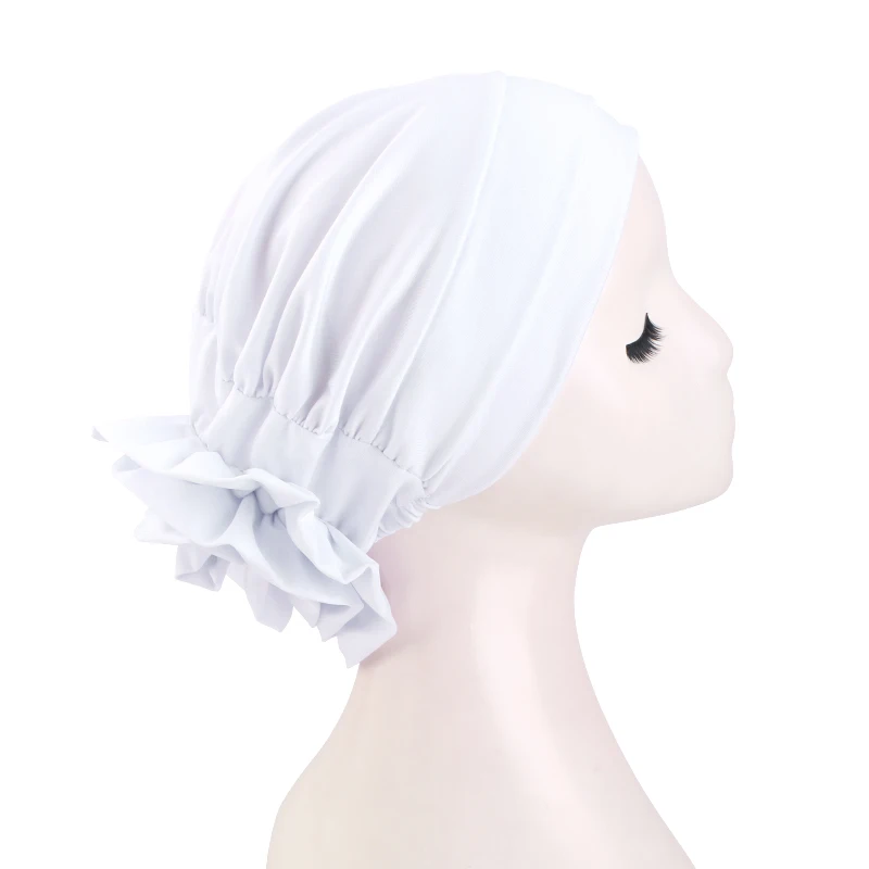 Neue Damen-Hijab-Kappen in Unifarben mit Vintage-Blumenmuster, Muslimische Damen-Turbane, Chemo-Kappen, Kopftücher, Damen-Kopfwickel – Detail 8