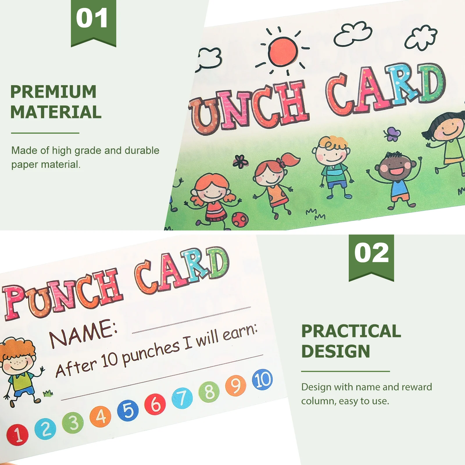 

150 Pcs Prize Reward Card Encouraging Punch Cards Toddler Paper for Student