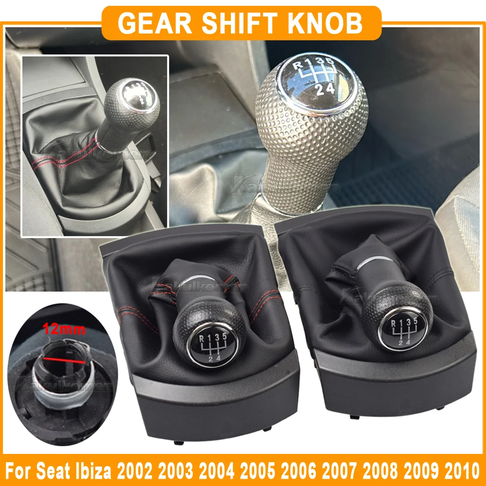 Fit For Seat Ibiza 2002 2003 2004 2005 2006 2007 2008 2009 2010 Car-Styling 5 Speed Gear Stick Shift Knob With Leather Boot