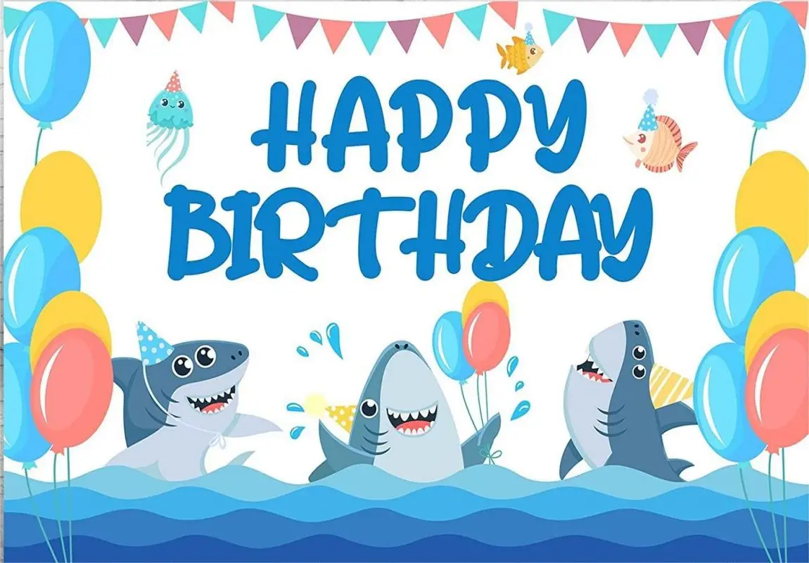 Shark Under The Sea Custom Birthday Backdrop Game Background Baby Shower Banner Photography Backdrops Decoration Party Photo Boy