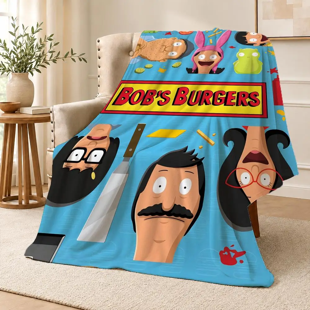 Cartoon Bob's Burgers TV Comedy Gift Throw Soft Flannel Throw Blanket for Couch Bed Sofa Warm Cozy Lightweight All Season