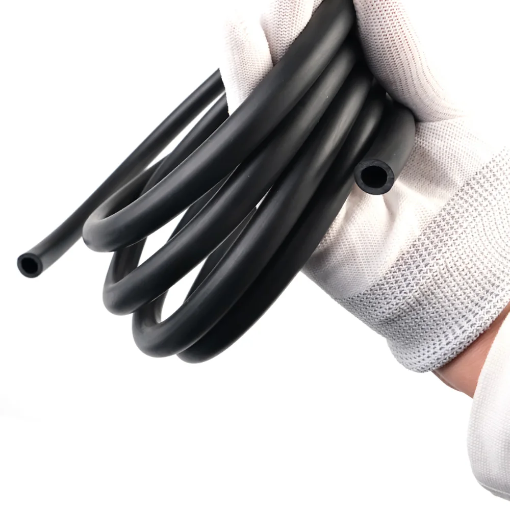 FKM Tube Pipe High Temperature Resistant Corrosion Resistance Black Fluorine Rubber Hose ID 2 3 4 5 6 7 8 10 12mm