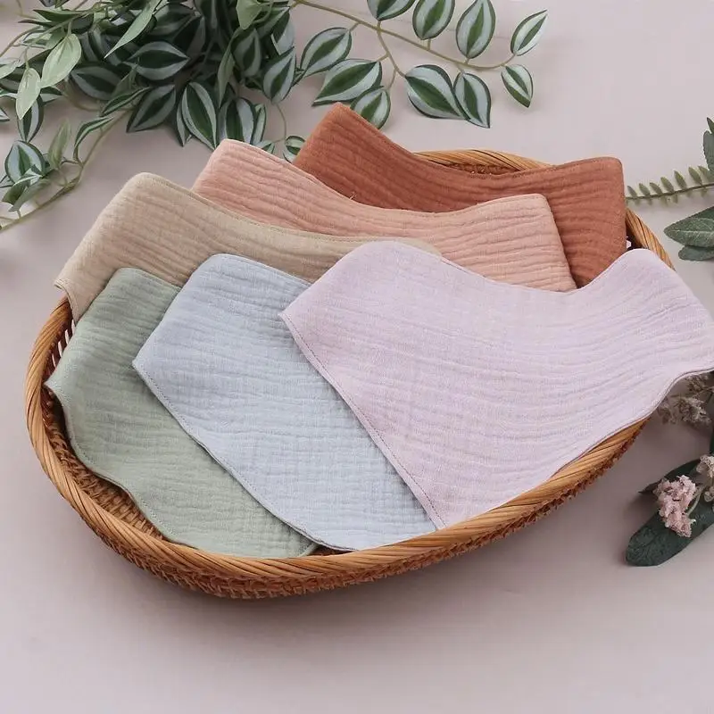 

D55E 3Pcs Baby Bibs Muslin Cotton Newborn Button Soft for Triangle Saliva Towel Burp Cloth Feeding Drool Bibs Baby Stuff