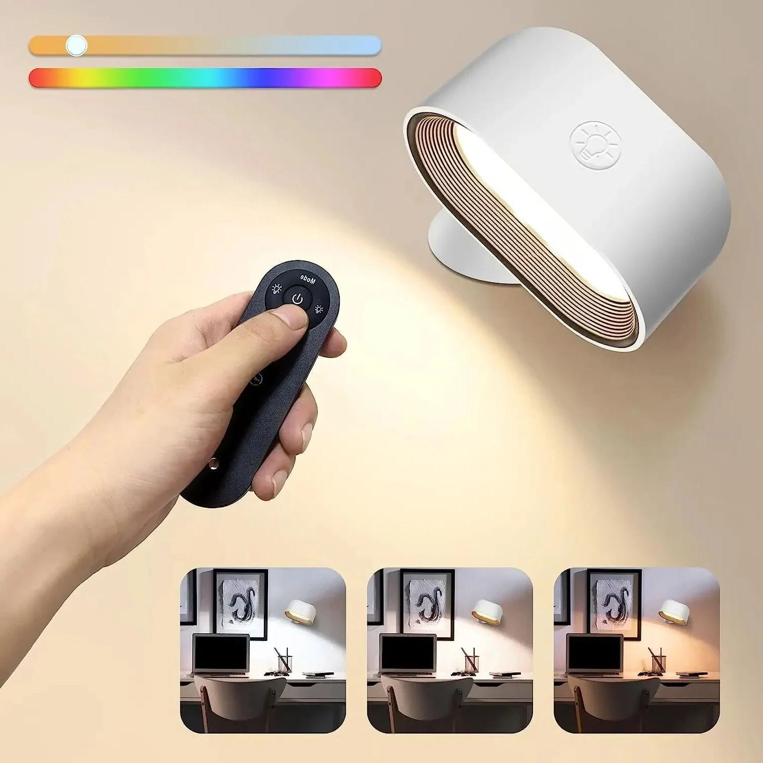 LED Wall Lamps with Rechargeable Battery Operated, Wall Mounted Lights 360°Rotate Magnetic, Cordless Wall Sconces for Bedside