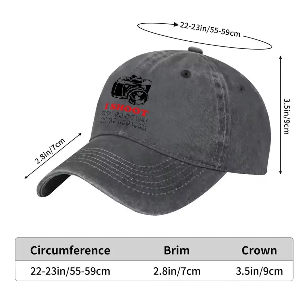 I Shoot Photography Camera Print Washed Baseball Cap Unisex Cotton Outdoor Sun Hat for Daily Wear