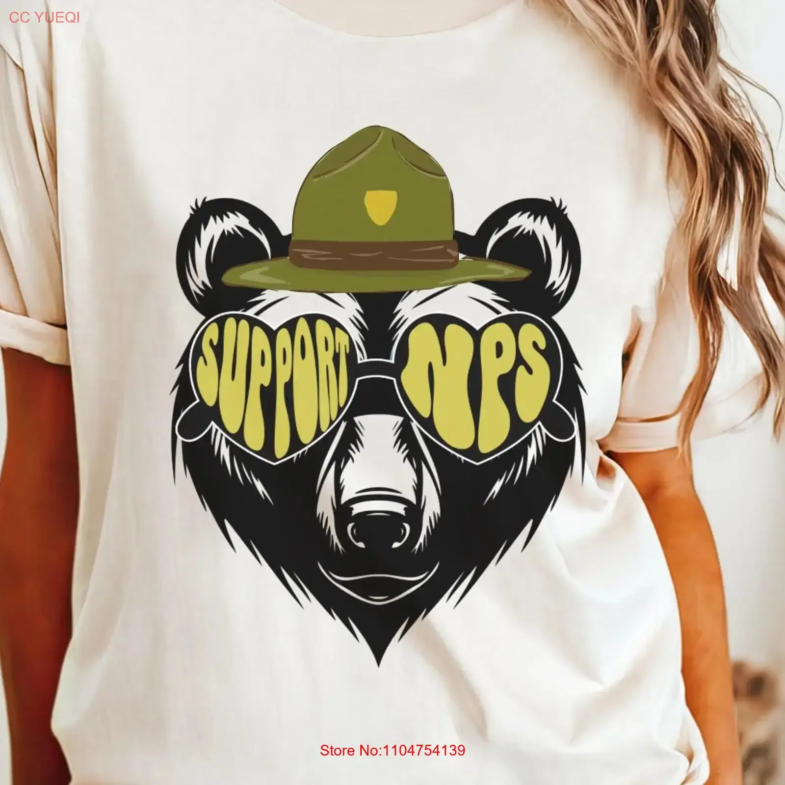 SUPPORT NPS T Shirt Grizzly Bear National Park Ranger Wildlife Conservation Federal Worker Nature Lover Apparel vintage Washed