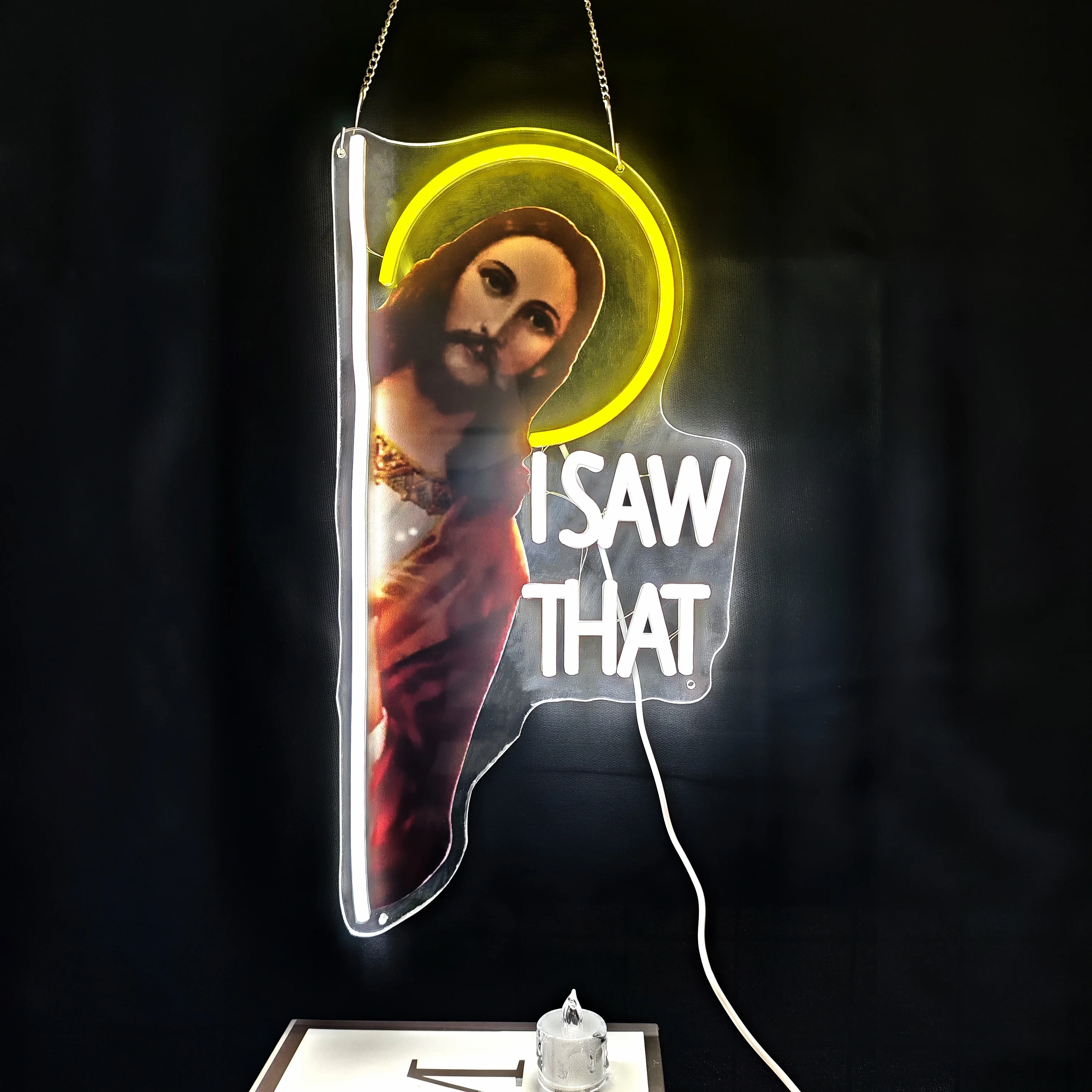 

«I Saw That» Неоновая вывеска с питанием от USB, регулируемая яркость, светодиодный неоновый свет, настенное искусство для спальни, гостиной, декора в общежитии, забавный подарок для друга