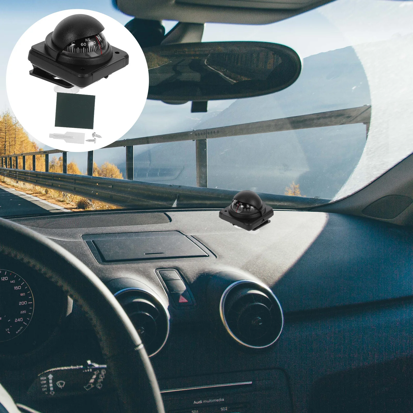 

Car Compass Ball Automotive Dashboard Mount Navigation Tool High Precision Adjustable For Vehicle Marine Boat Use