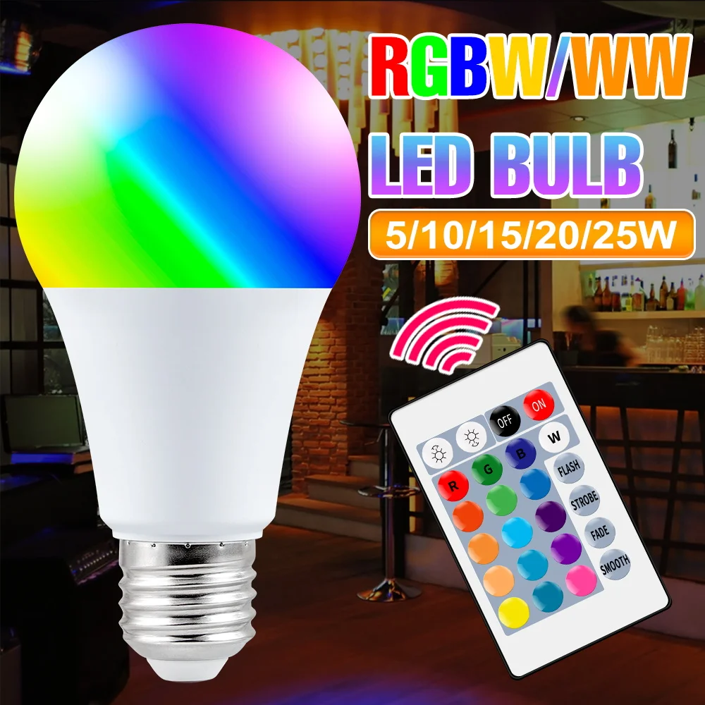25W RGB Bulb LED LED Multicolor Spotlight 16 Colors Indoor Atmosphere Nightlight Festival Party Carnival Bar Decoration Lighting
