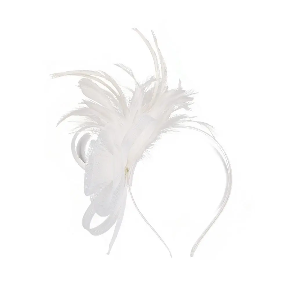

Formal Dress Feathers Mesh Headband Luxury Retro Small Top Hat Headband Exquisite Stage Performance Headpiece Wedding Handband