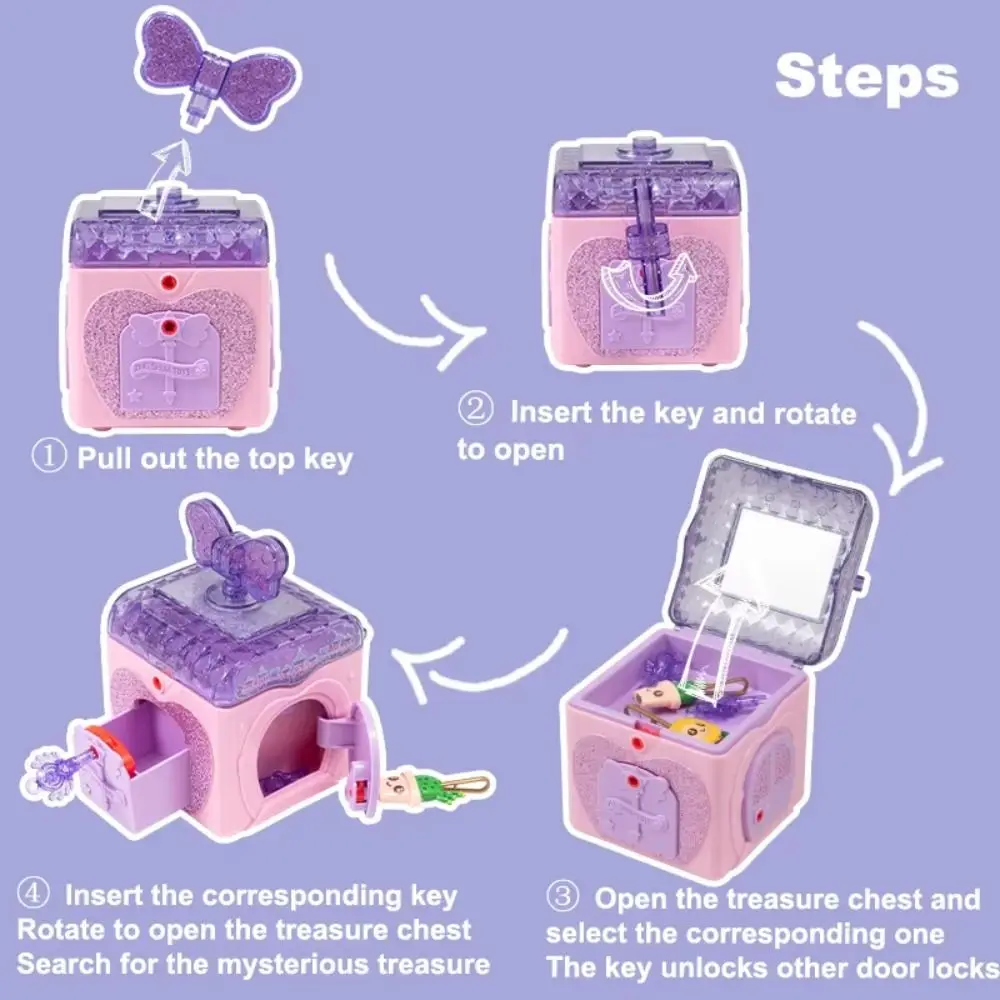 

Princess Girl Treasure Chest With Lock Key Educational Girls Jewelry Box DIY Handmade Cartoon Girl's Jewelry For Children