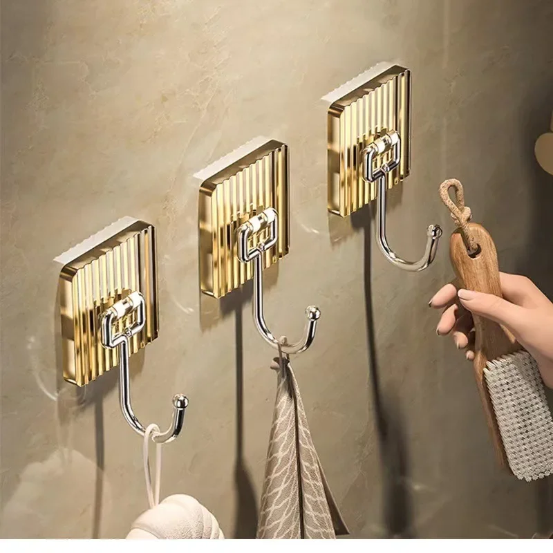 Luxury Bathroom Wall Mounted Light Row Hook Acrylic Key Coat Towel Hanger No Drilling Rack Strong Self Adhesive Holder Accessori