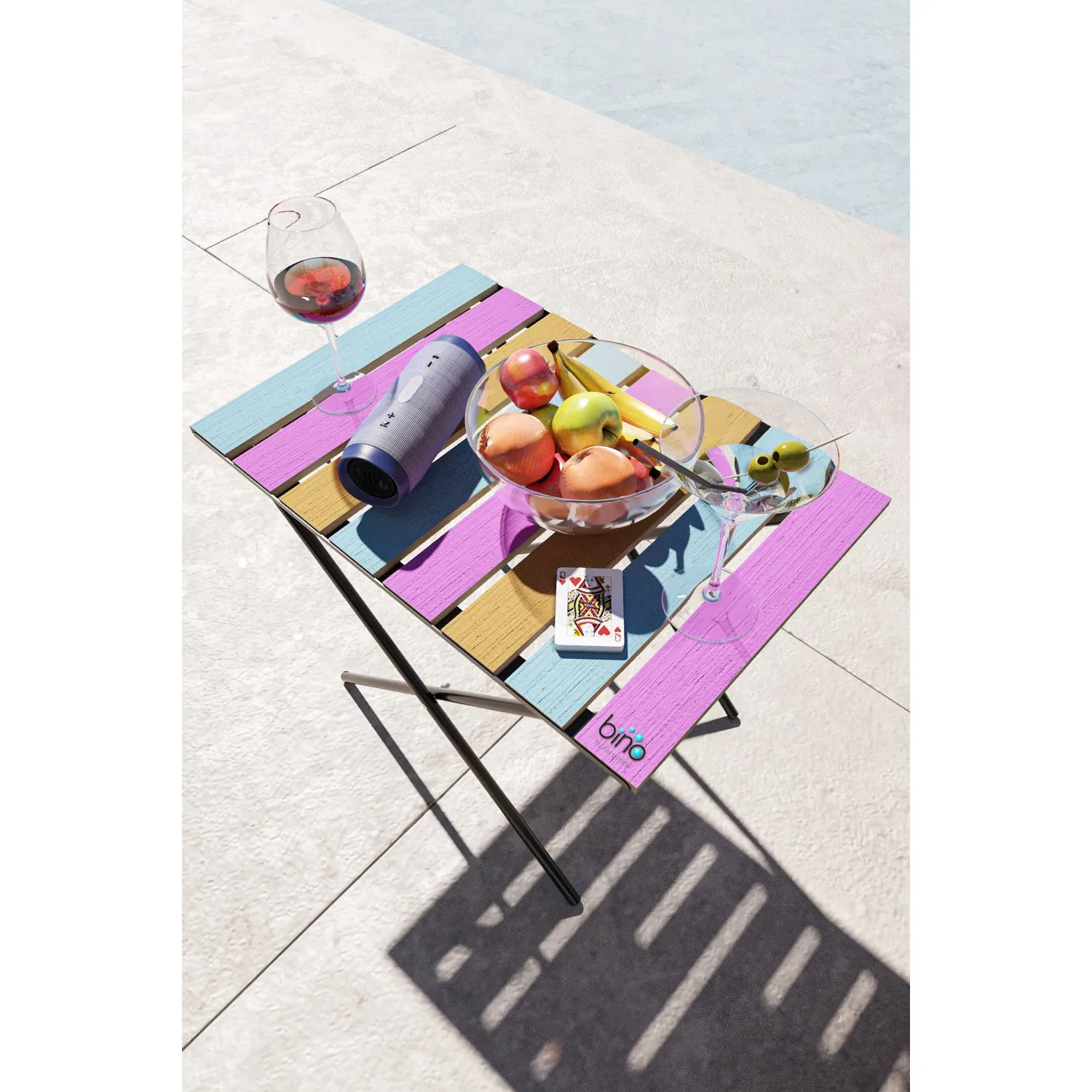 Bino พับความสูงปรับไม้ Garden Camping ตารางระเบียงแสงสีสันที่มีประโยชน์คุณภาพ Ergonomic อเนกประสงค์