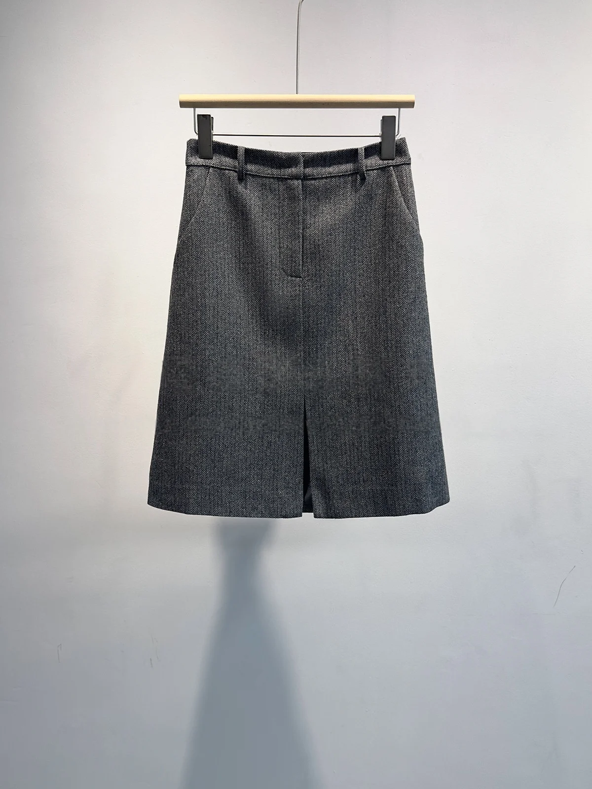 Early Spring Vintage Wool Blend Herringbone A- Line Dress