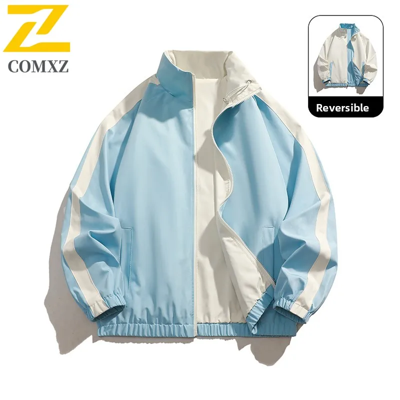 سترة EiAO عتيقة كولوربلوك قابلة للعكس للرجال والنساء بياقة واقفة معطف عمال مقاوم للرياح مقاوم للماء ملابس الشارع الشهير طراز 2025 #4